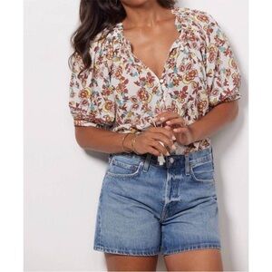 NWT Evereve CLEOBELLA iris blouse in enya floral puff sleeve XS F28